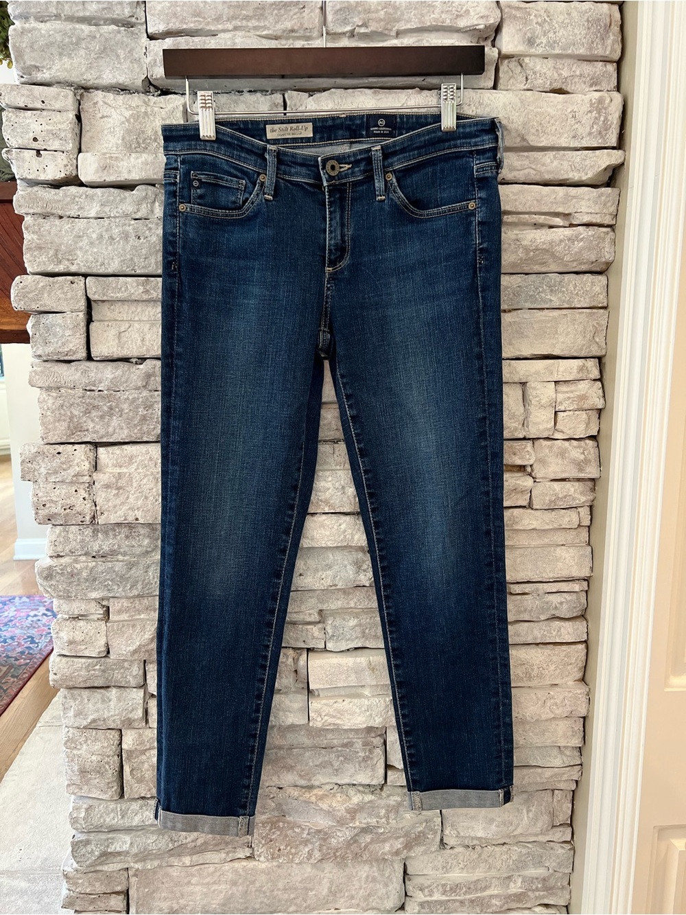 AG Adriano Goldschmied The Stilt Roll Up Jeans Medium Dark Wash Size 27
